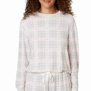 NEW woman’s LOFT 2-piece PJ set white, gray & pink hearts size small
